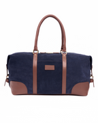 The Raffles Weekender Bag in Navy Blue Suede