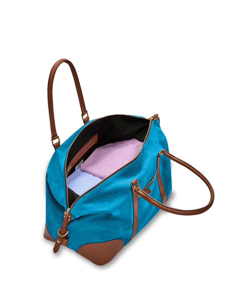 The Raffles Weekender Bag in Turquoise Suede